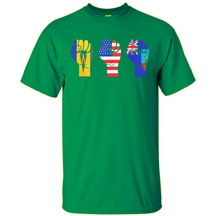 Vincy Montserrat American Flag Fist Design Tall T-Shirt