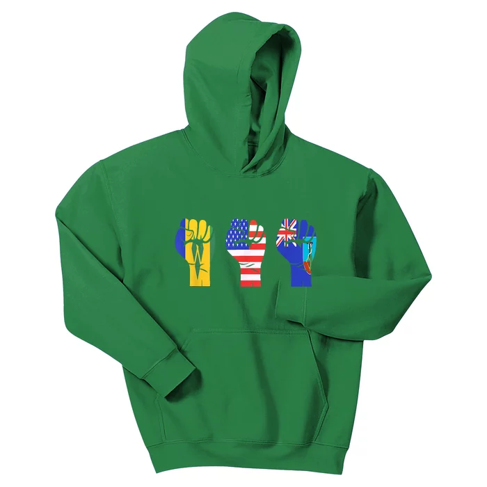 Vincy Montserrat American Flag Fist Design Kids Hoodie