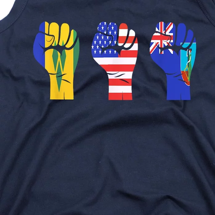 Vincy Montserrat American Flag Fist Design Tank Top