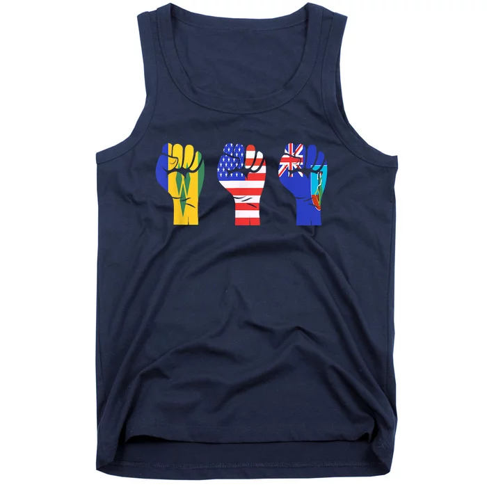 Vincy Montserrat American Flag Fist Design Tank Top