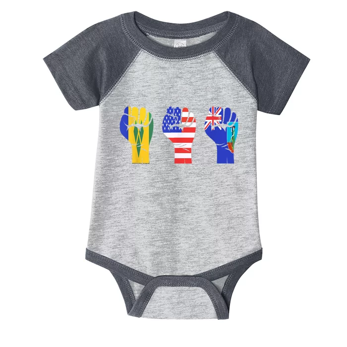 Vincy Montserrat American Flag Fist Design Infant Baby Jersey Bodysuit