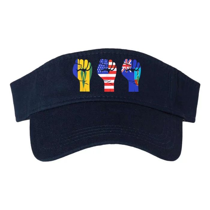 Vincy Montserrat American Flag Fist Design Valucap Bio-Washed Visor