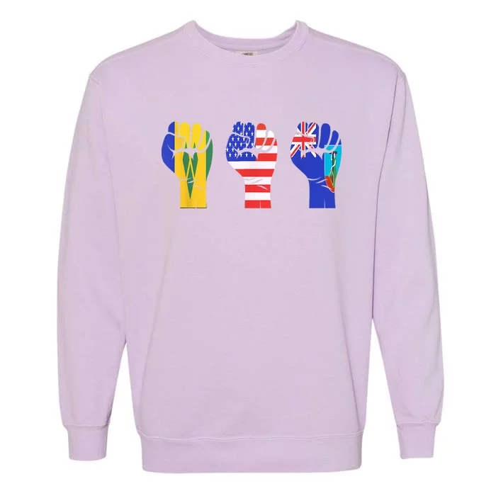 Vincy Montserrat American Flag Fist Design Garment-Dyed Sweatshirt