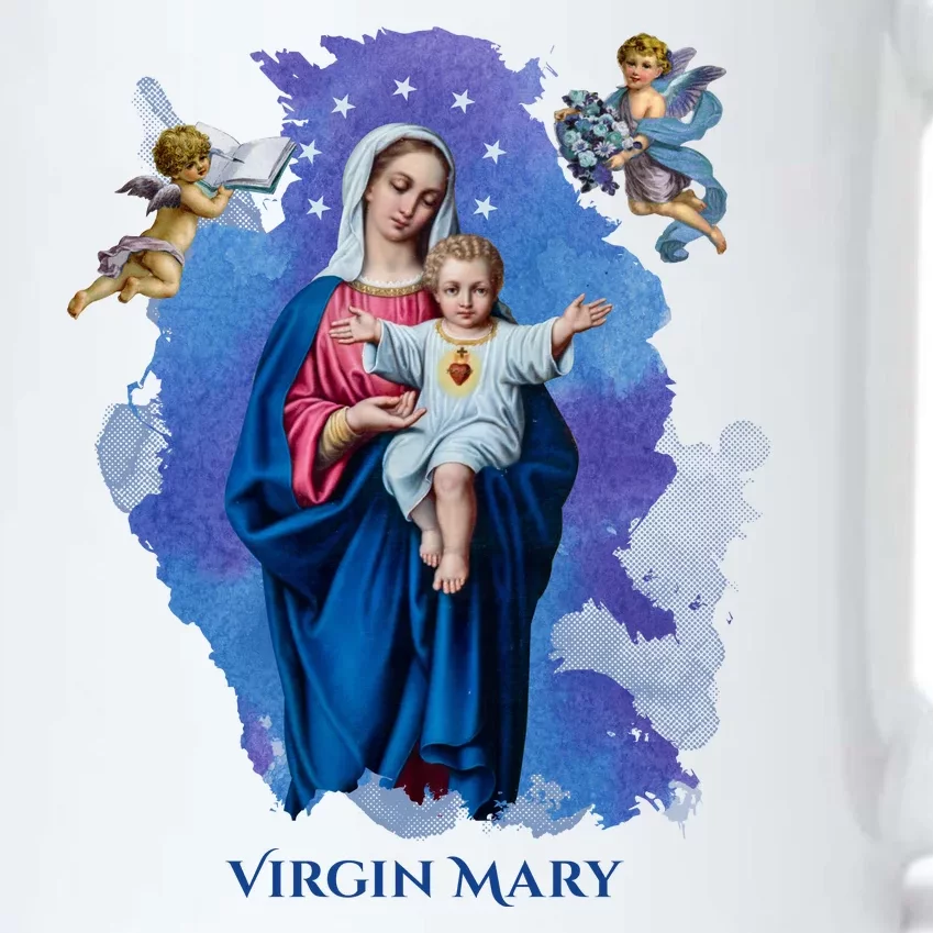 Virgin Mary Angel Religious Gift Art Black Color Changing Mug