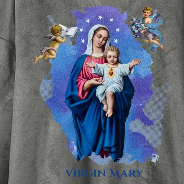 Virgin Mary Angel Religious Gift Art Hooded Wearable Blanket