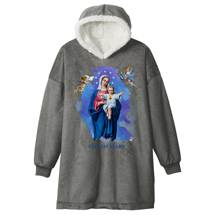 Virgin Mary Angel Religious Gift Art Hooded Wearable Blanket