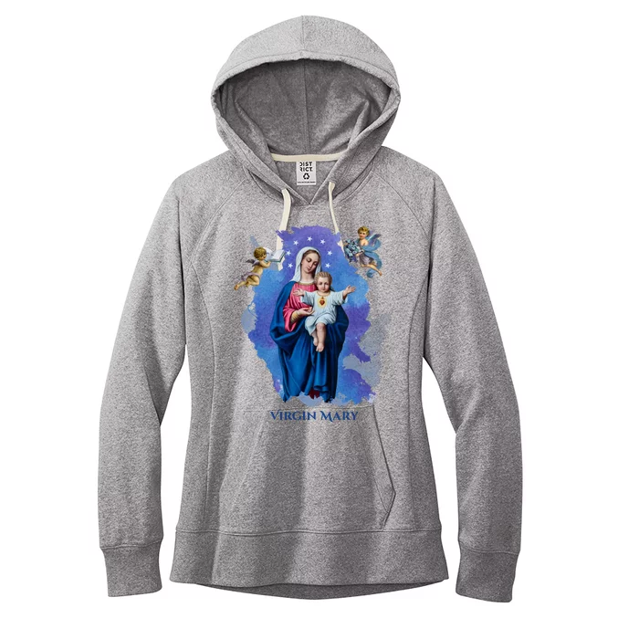 Virgin Mary Angel Religious Gift Art Women's Fleece Hoodie