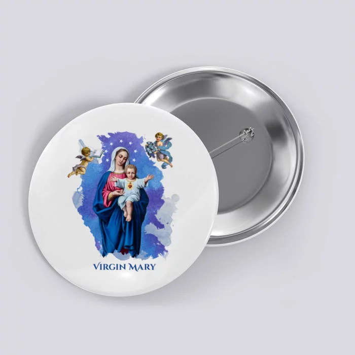 Virgin Mary Angel Religious Gift Art Button