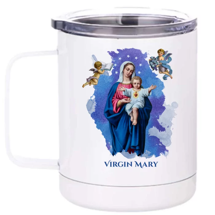 Virgin Mary Angel Religious Gift Art Front & Back 12oz Stainless Steel Tumbler Cup