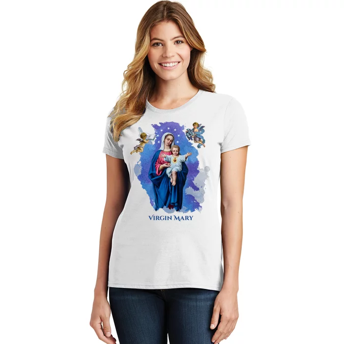 Virgin Mary Angel Religious Gift Art Women's T-Shirt