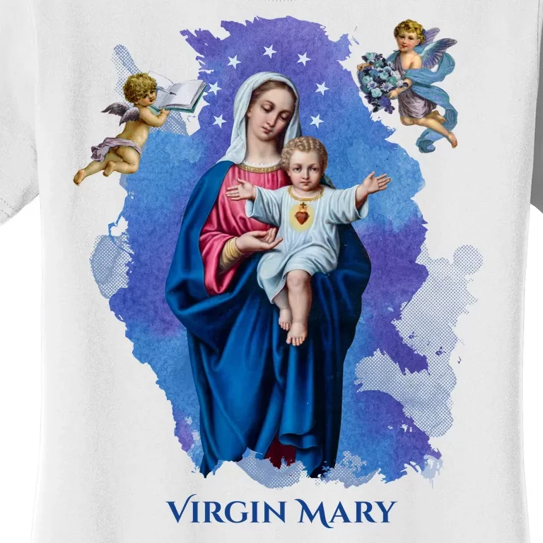 Virgin Mary Angel Religious Gift Art Women's T-Shirt