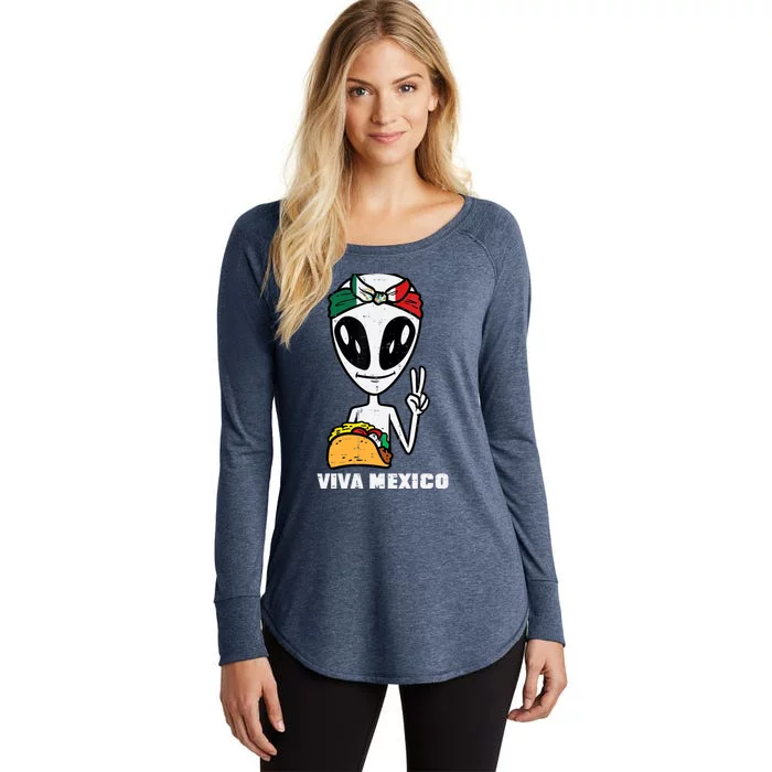 Viva Mexico Alien Cinco De Mayo Mexican Independence Day Women's Perfect Tri Tunic Long Sleeve Shirt