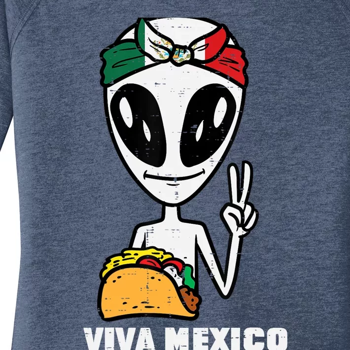 Viva Mexico Alien Cinco De Mayo Mexican Independence Day Women's Perfect Tri Tunic Long Sleeve Shirt