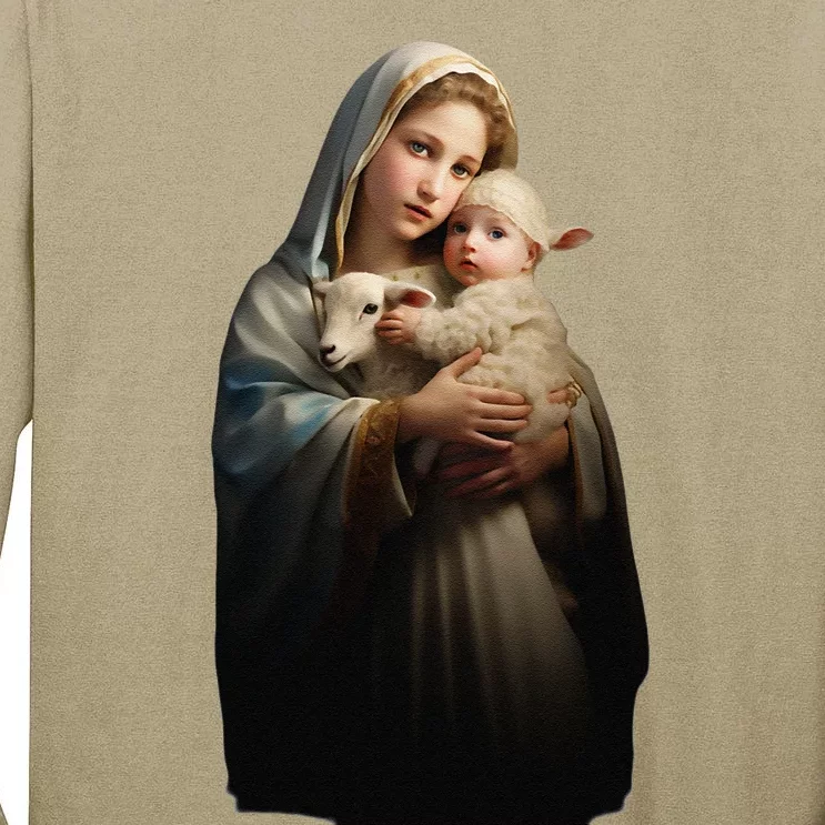 Virgin Mary And Baby Jesus With Lamb Religious Design Tall Long Sleeve T-Shirt