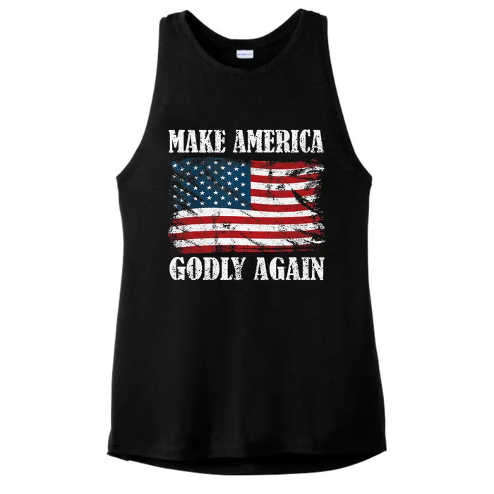 Vintage Make America Godly Again Ladies Tri-Blend Wicking Tank