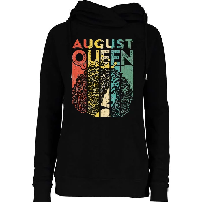 Vintage Melanin Afro August Queen Black History Month Womens Funnel Neck Pullover Hood