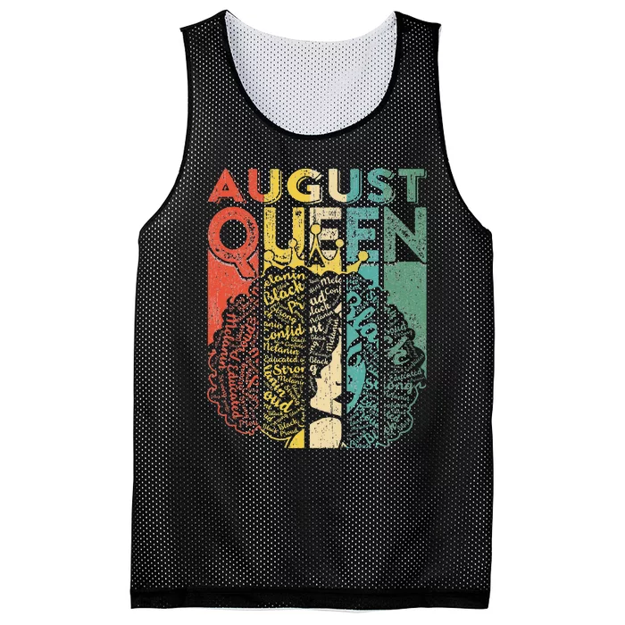 Vintage Melanin Afro August Queen Black History Month Mesh Reversible Basketball Jersey Tank