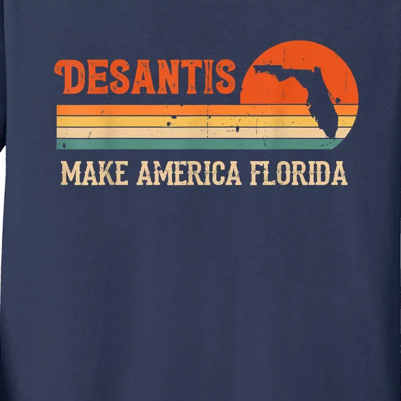 Vintage Make America Florida, DeSantis 2024 Election Kids Long Sleeve Shirt