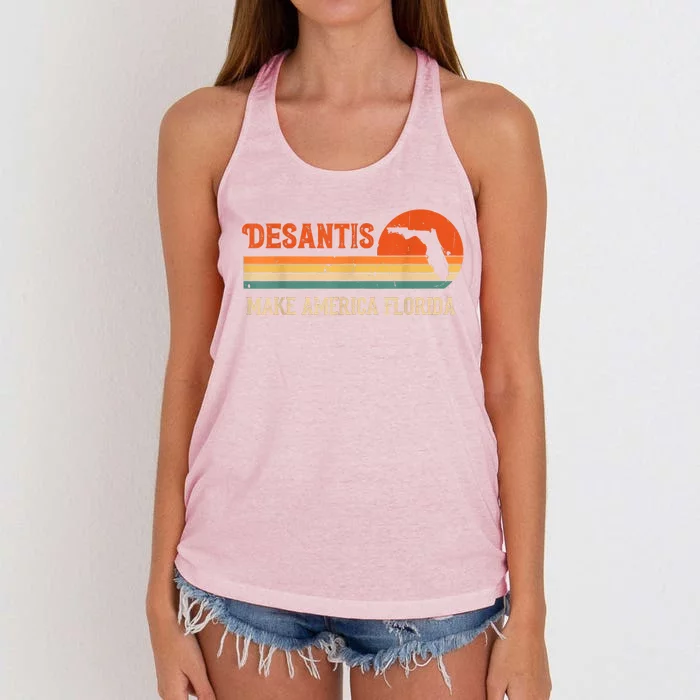 Vintage Make America Florida, DeSantis 2024 Election Women's Knotted Racerback Tank