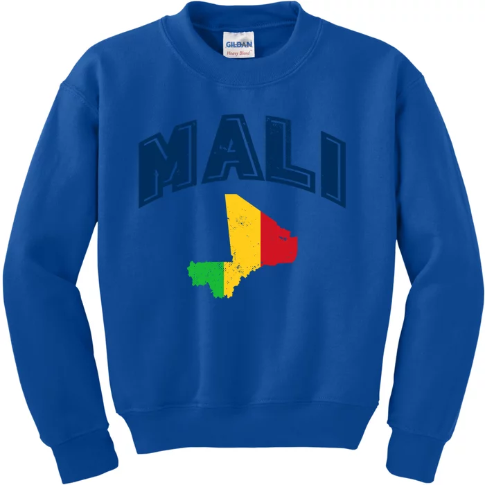 Vintage Mali Athletic Map And Flag Great Gift Kids Sweatshirt