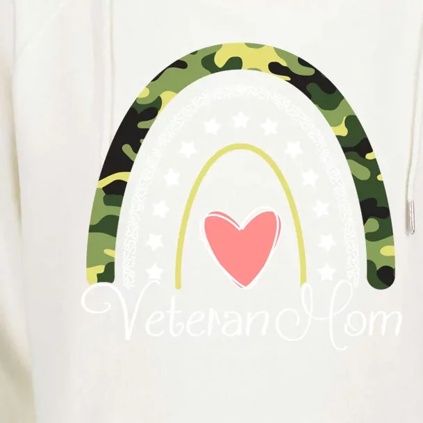 Veteran Mom Boho Rainbow Funny Veteran Mom Funny Gift Womens Funnel Neck Pullover Hood