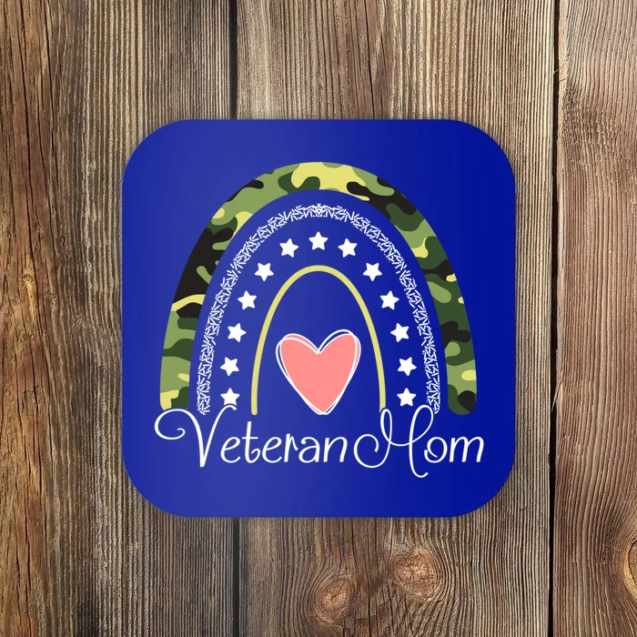 Veteran Mom Boho Rainbow Funny Veteran Mom Funny Gift Coaster