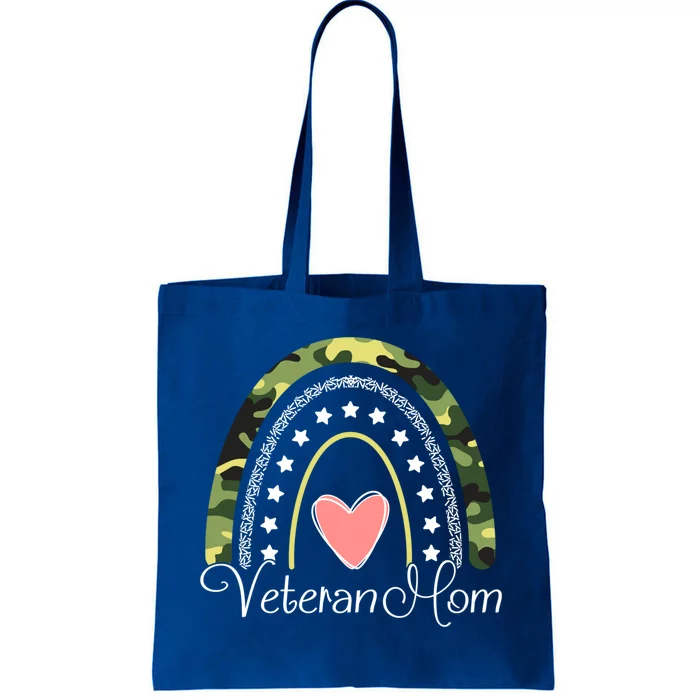 Veteran Mom Boho Rainbow Funny Veteran Mom Funny Gift Tote Bag