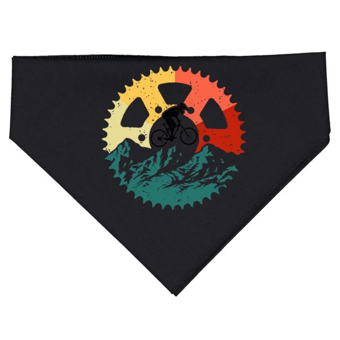 Vintage Mountain Biking Art For Mountain Biker USA-Made Doggie Bandana