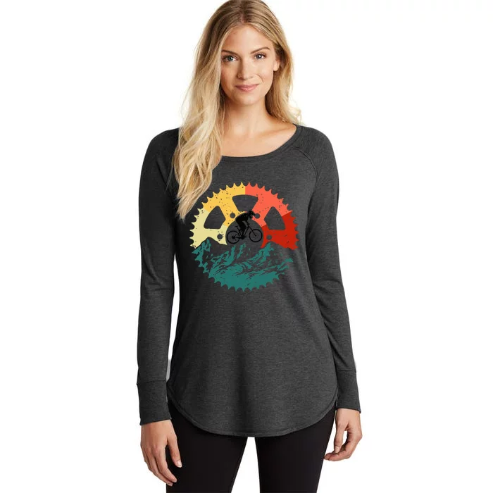 Vintage Mountain Biking Art For Mountain Biker Women's Perfect Tri Tunic Long Sleeve Shirt