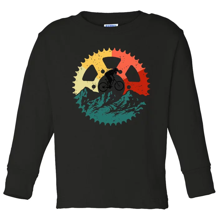 Vintage Mountain Biking Art For Mountain Biker Toddler Long Sleeve Shirt