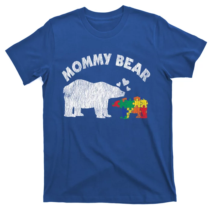 Vintage Mommy Bear Mother Autistic Autism Awareness Mom Gift T-Shirt