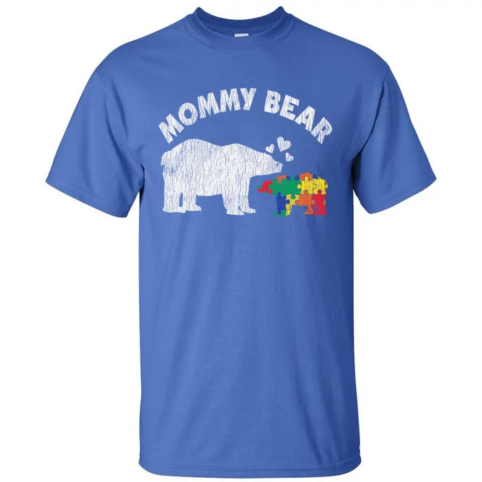 Vintage Mommy Bear Mother Autistic Autism Awareness Mom Gift Tall T-Shirt