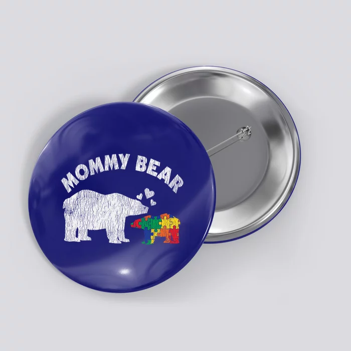 Vintage Mommy Bear Mother Autistic Autism Awareness Mom Gift Button