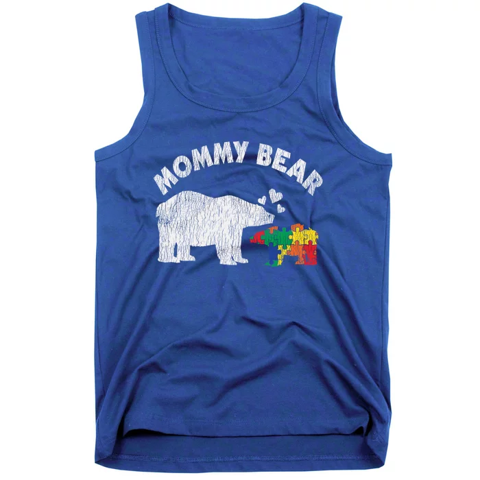 Vintage Mommy Bear Mother Autistic Autism Awareness Mom Gift Tank Top