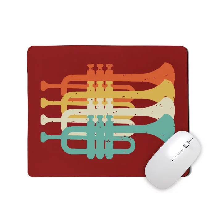 Vintage Marching Band Trumpet Player Retro Design Trumpeter Mousepad