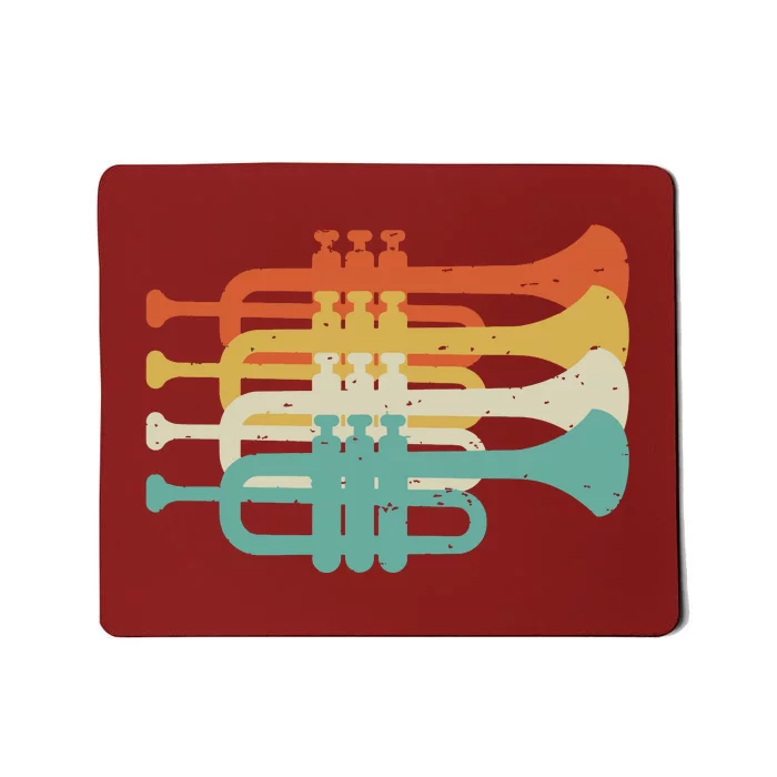 Vintage Marching Band Trumpet Player Retro Design Trumpeter Mousepad