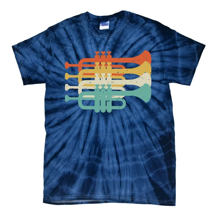 Vintage Marching Band Trumpet Player Retro Design Trumpeter Tie-Dye T-Shirt