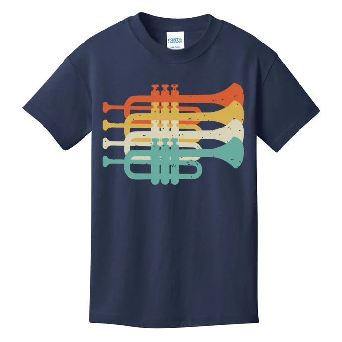 Vintage Marching Band Trumpet Player Retro Design Trumpeter Kids T-Shirt