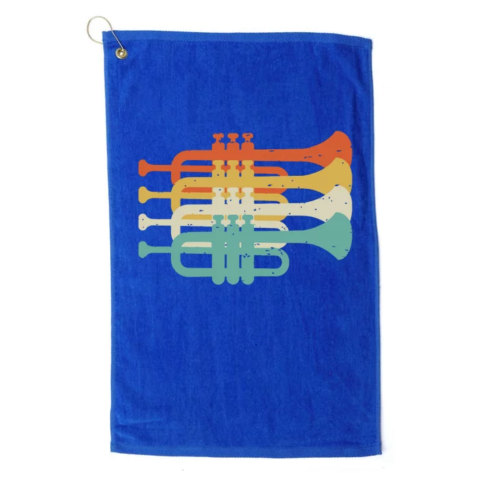 Vintage Marching Band Trumpet Player Retro Design Trumpeter Platinum Collection Golf Towel