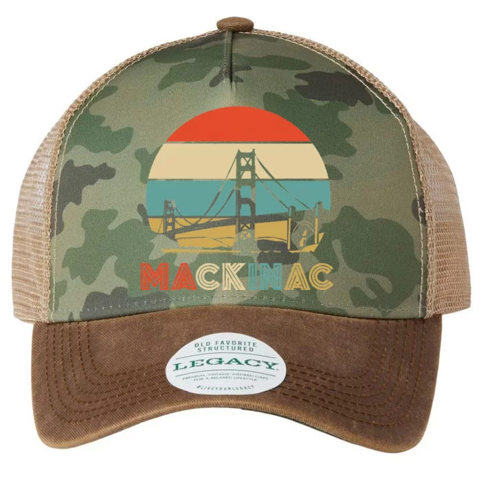 Vintage Mackinac Bridge Island Mackinaw City Retro Michigan Legacy Tie Dye Trucker Hat