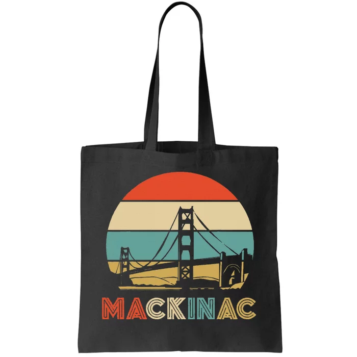 Vintage Mackinac Bridge Island Mackinaw City Retro Michigan Tote Bag