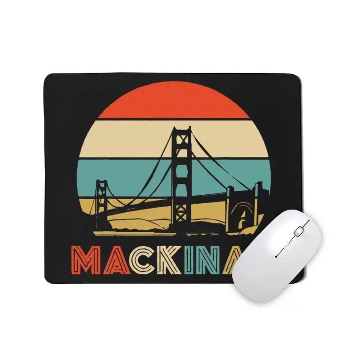 Vintage Mackinac Bridge Island Mackinaw City Retro Michigan Mousepad