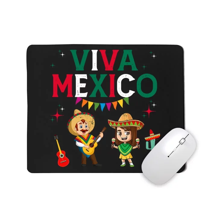 Viva Mexico Boy Girl Maracas Guitar Mexican Independence Mousepad