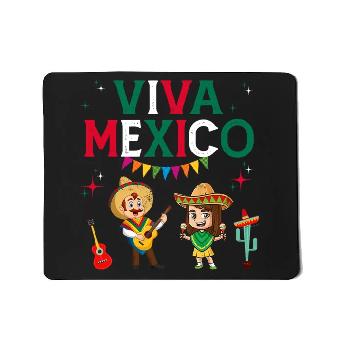 Viva Mexico Boy Girl Maracas Guitar Mexican Independence Mousepad