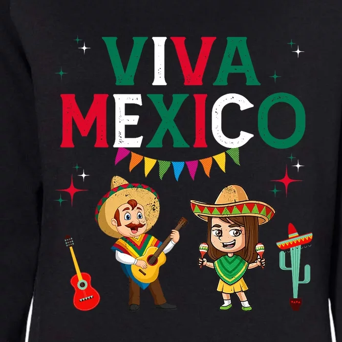 Viva Mexico Boy Girl Maracas Guitar Mexican Independence Womens California Wash Sweatshirt