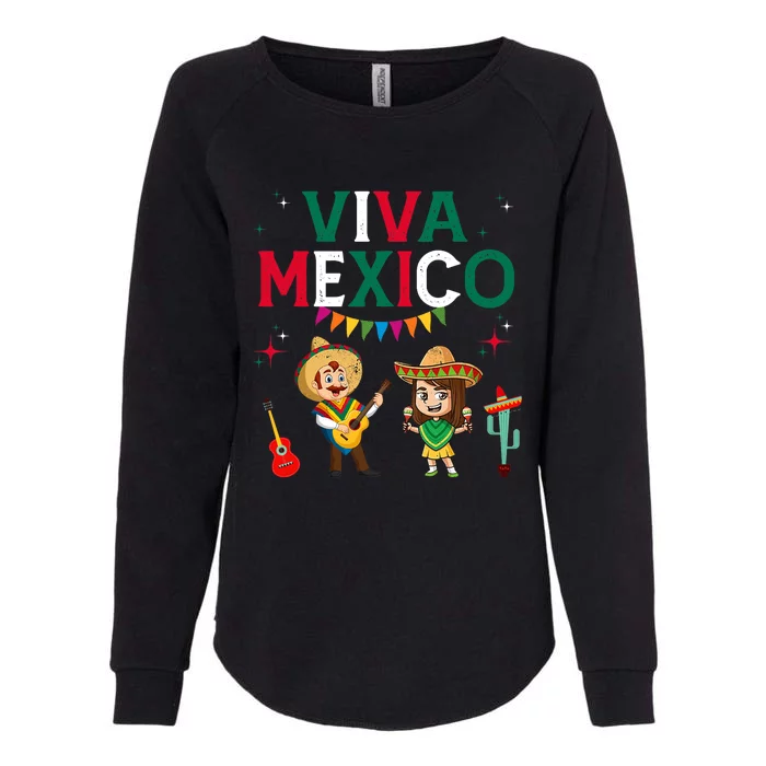 Viva Mexico Boy Girl Maracas Guitar Mexican Independence Womens California Wash Sweatshirt