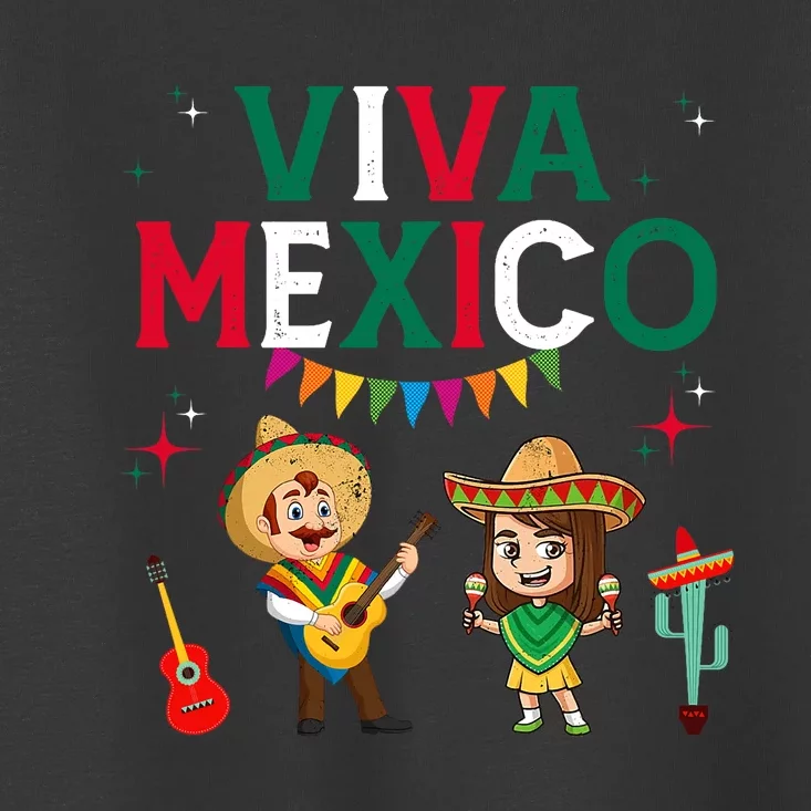 Viva Mexico Boy Girl Maracas Guitar Mexican Independence Toddler T-Shirt