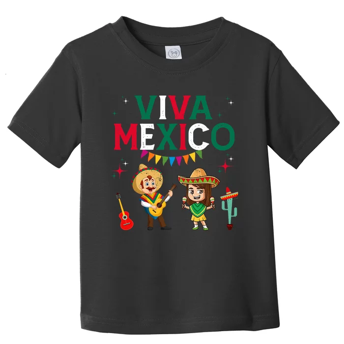 Viva Mexico Boy Girl Maracas Guitar Mexican Independence Toddler T-Shirt