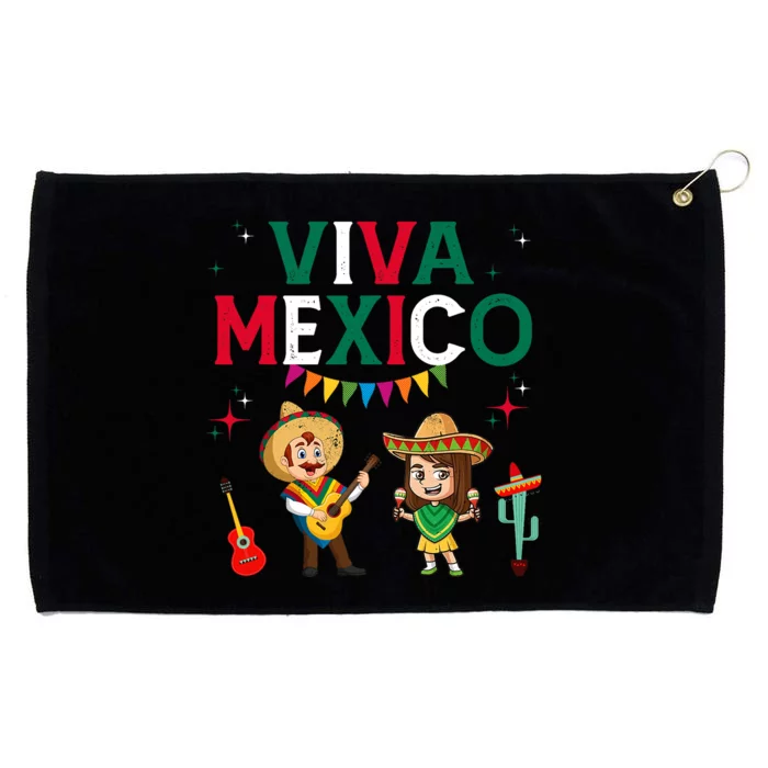 Viva Mexico Boy Girl Maracas Guitar Mexican Independence Grommeted Golf Towel