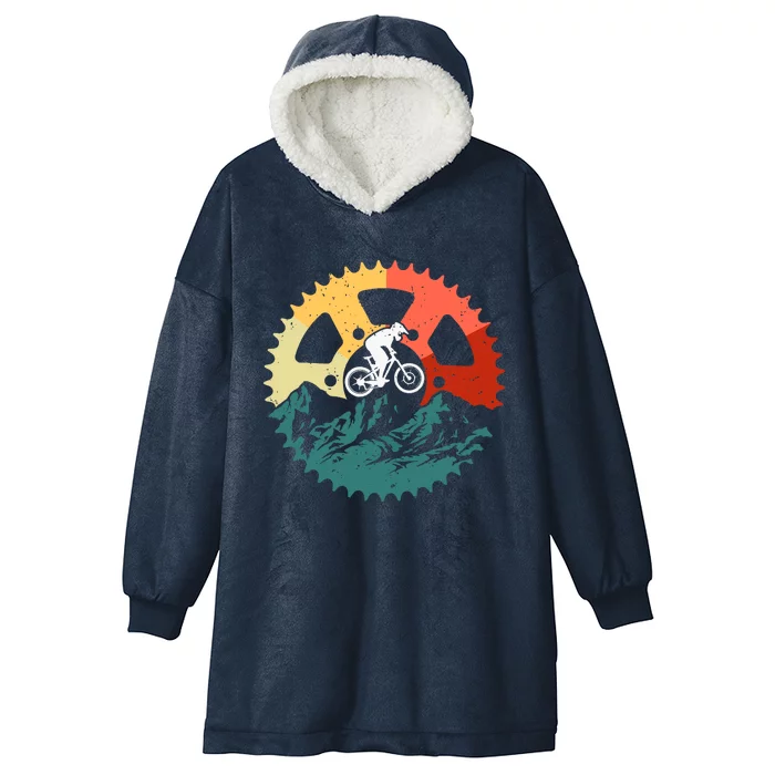 Vintage Mountain Biking Art For Mountain Biker Hooded Wearable Blanket